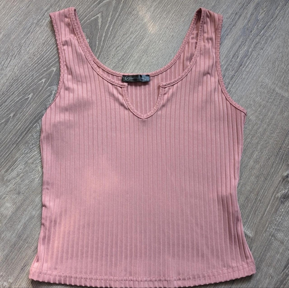Pretty Garden Pink Ribbed Crop Tank Top Size M